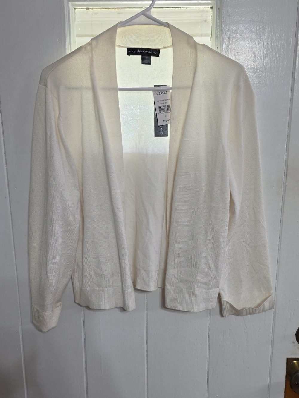 United States Sweaters Women's Cardigan Sweater Cream Cropped TAGS Sz L **READ**